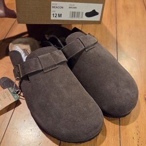 Woodstock Genuine Leather Suede Slip-On Clogs Brown NWT